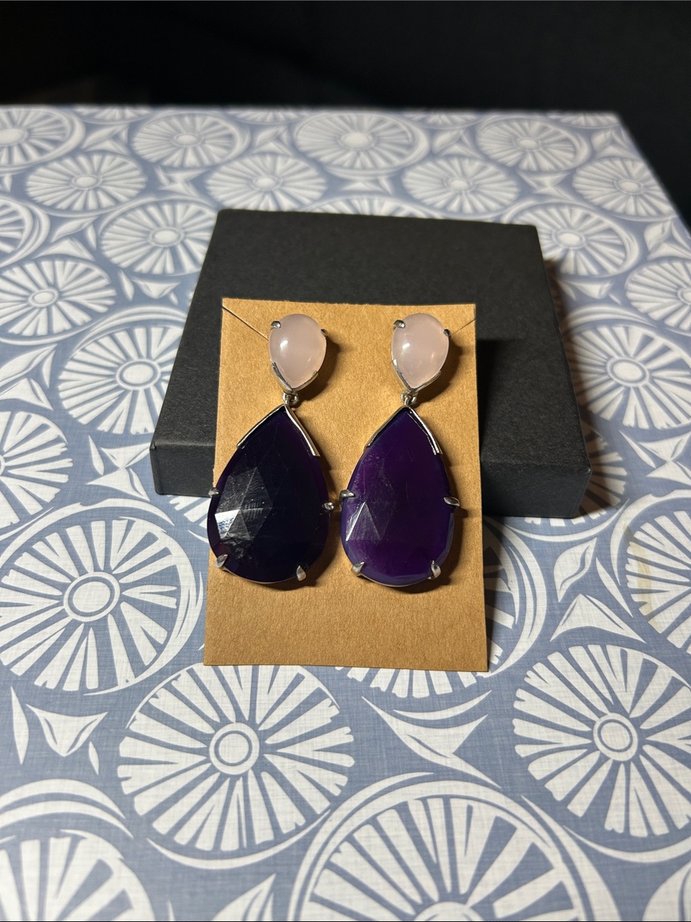 Purple and Pink Teardrop Dangle Earrings - Women’s Fashion Jewelry